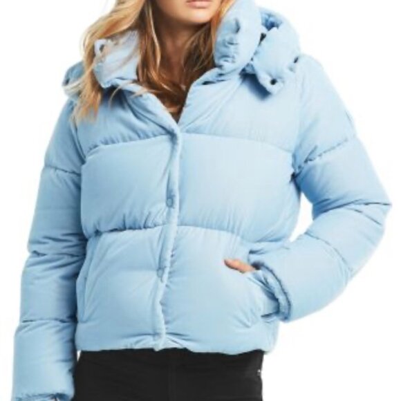 SAM. PUFFER JACKET BLUE SOPHIA VELVET SNAP BUTTON JACKET SZ M